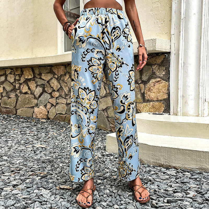 Pantalon droit à imprimé floral par Amélie Morin
