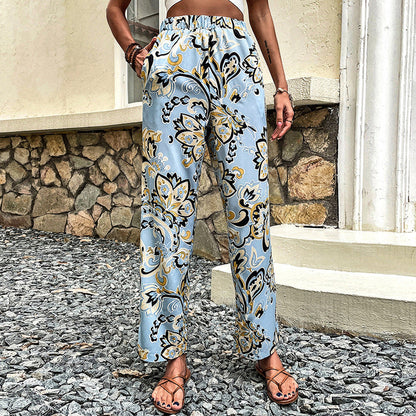 Pantalon droit à imprimé floral par Amélie Morin