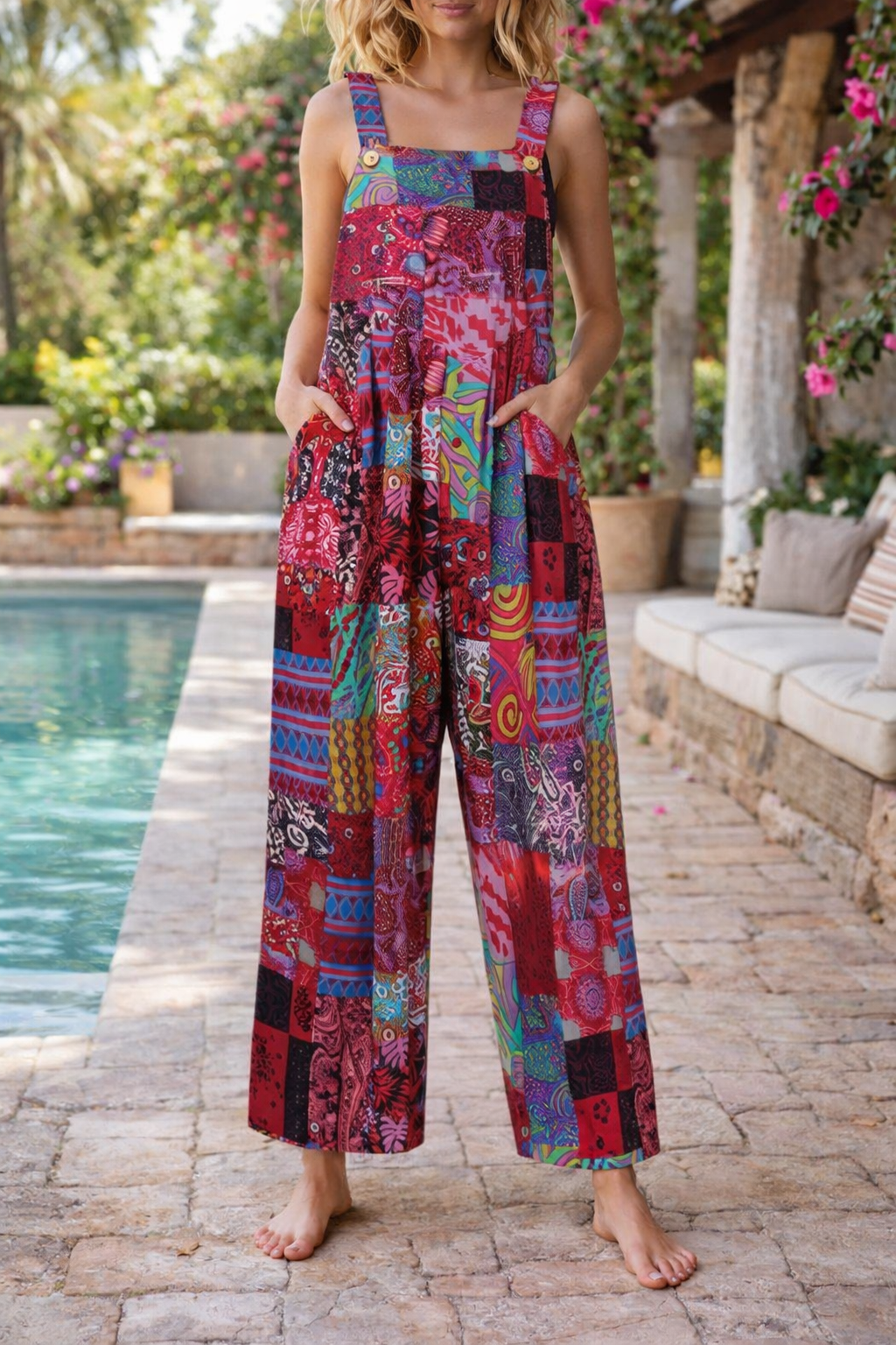 Combinaison à bretelles patchwork floral Amélie Morin