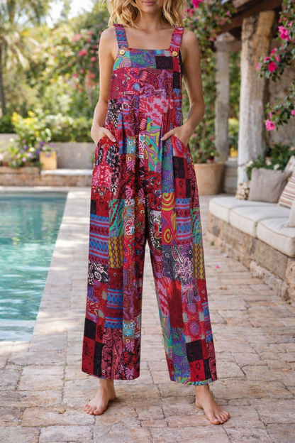 Combinaison à bretelles patchwork floral Amélie Morin