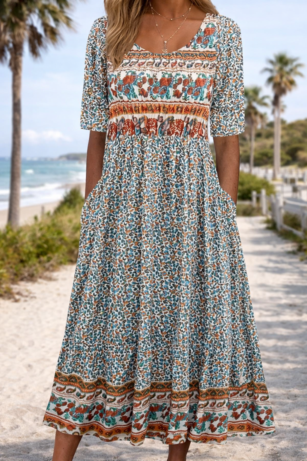 Robe midi d'été bohème à fleurs Amélie Morin