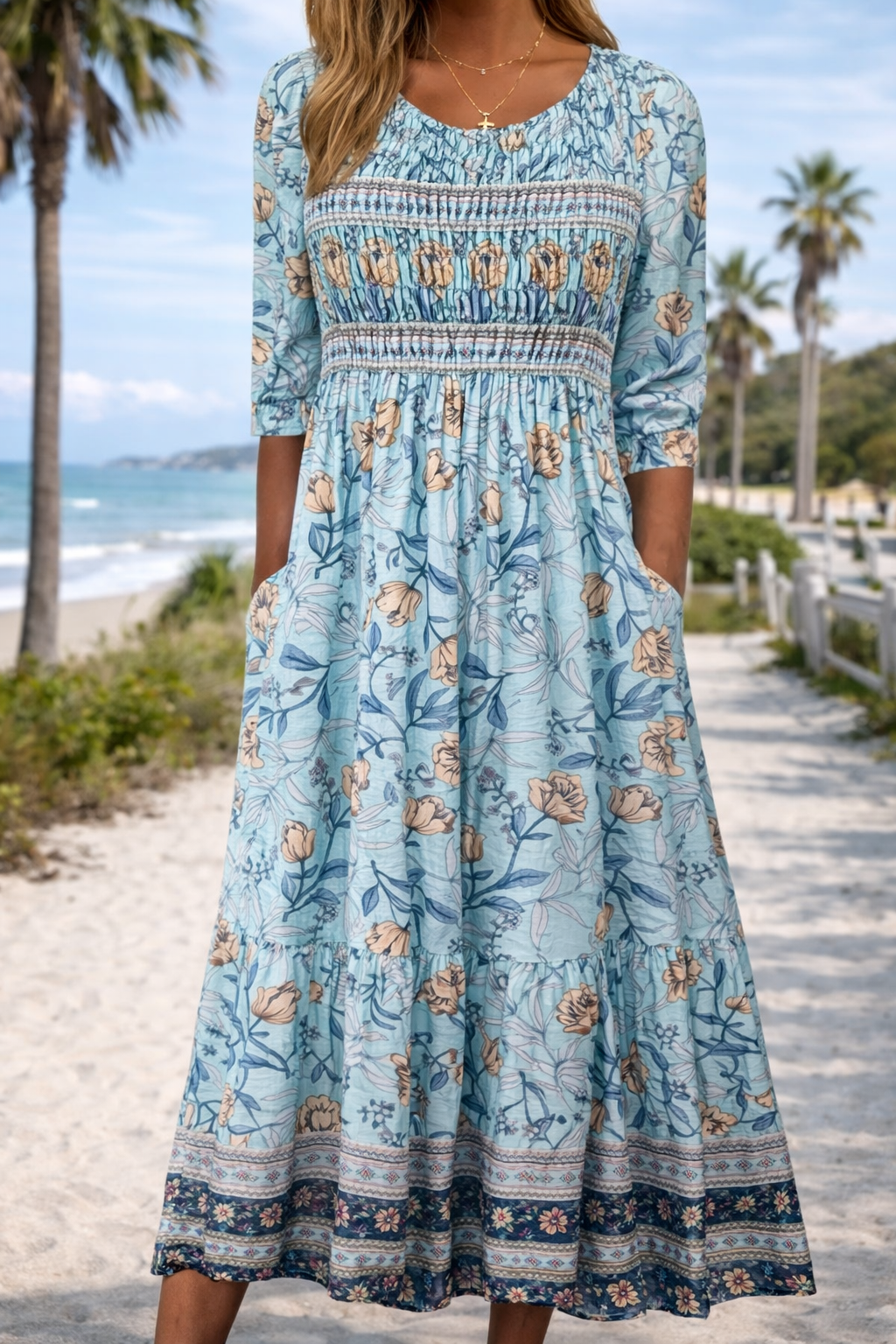 Robe midi d'été bohème à fleurs Amélie Morin