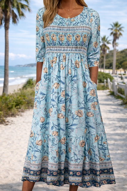 Robe midi d'été bohème à fleurs Amélie Morin