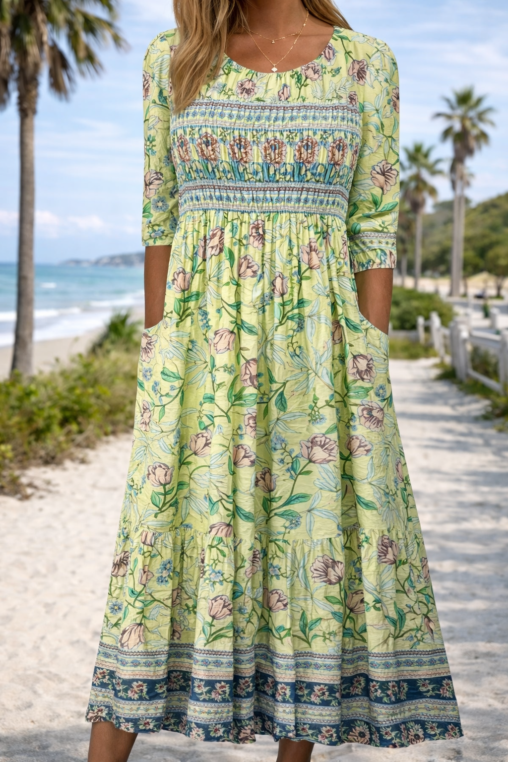 Robe midi d'été bohème à fleurs Amélie Morin