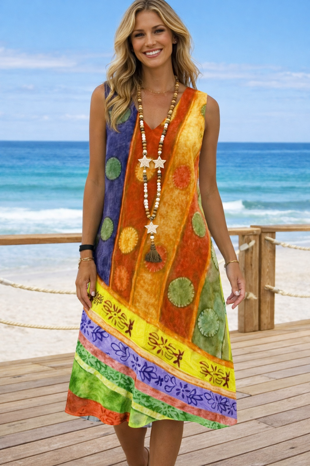 Robe imprimée à col en V aux couleurs vives signée Amélie Morin