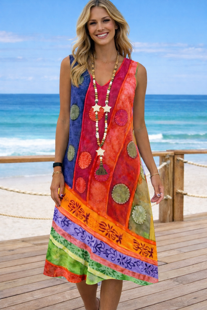 Robe imprimée à col en V aux couleurs vives signée Amélie Morin