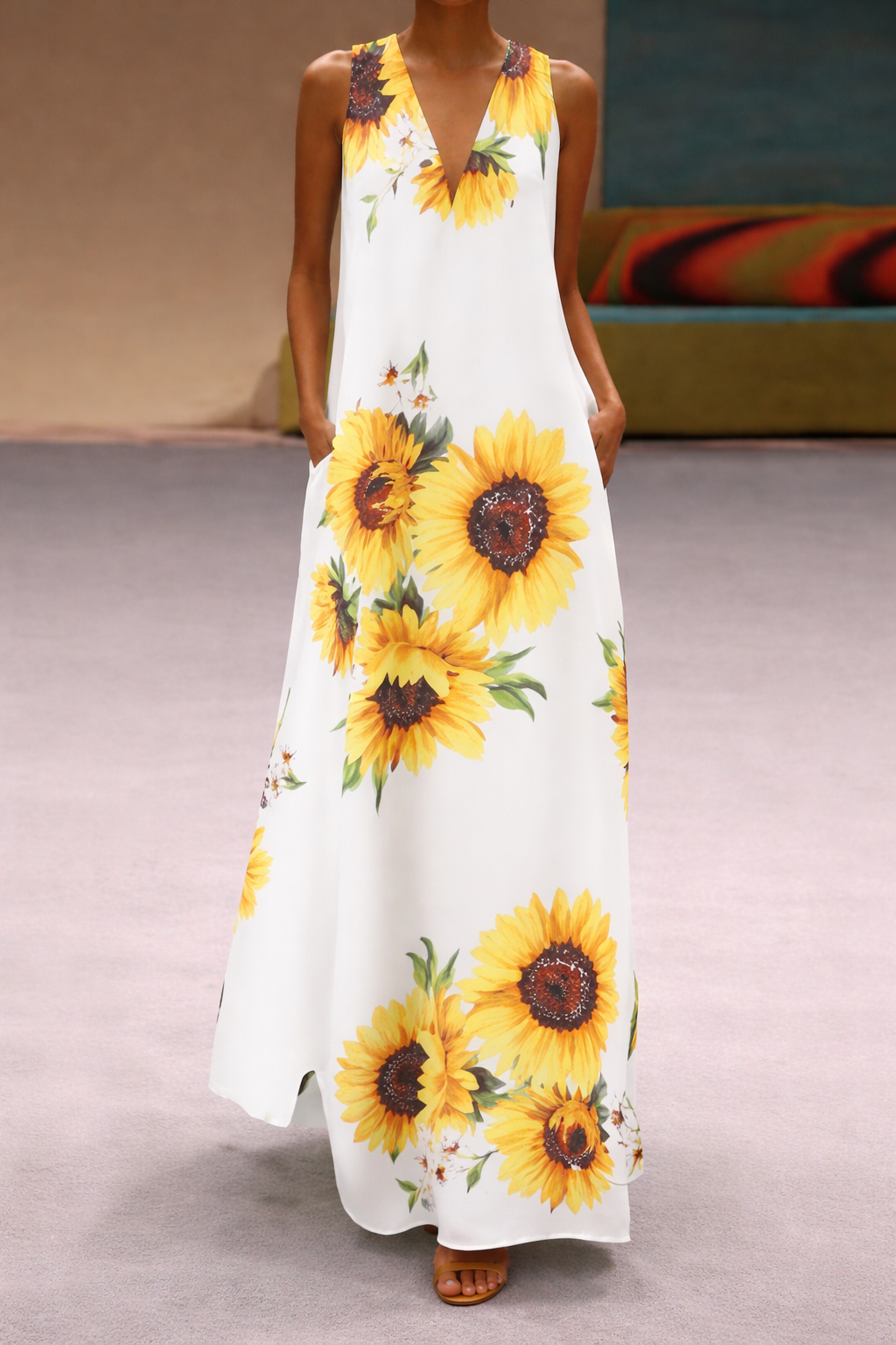 Robe maxi sans manches à fleurs bohèmes Amelie Morin