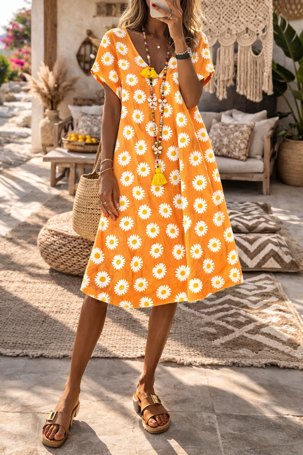 Robe d'été à col en V Amélie Morin à imprimé floral éclatant