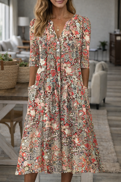 Robe bohème fleurie à col en V Amélie Morin