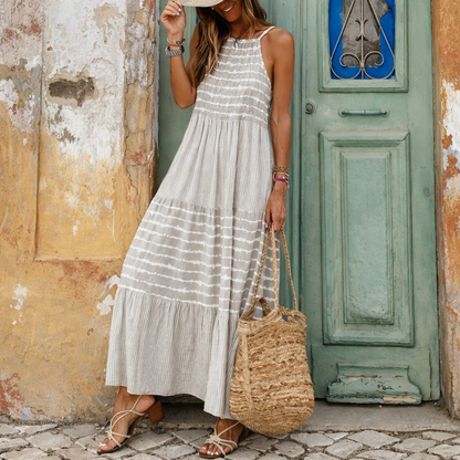 Robe longue dos nu rayée Amélie Morin