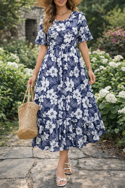 Robe d'été midi fleurie Amélie Morin