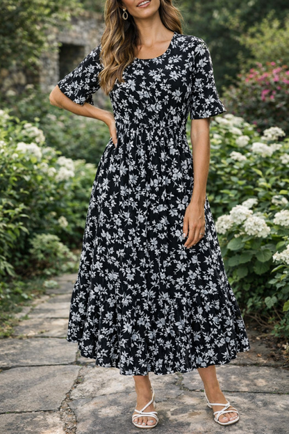 Robe d'été midi fleurie Amélie Morin