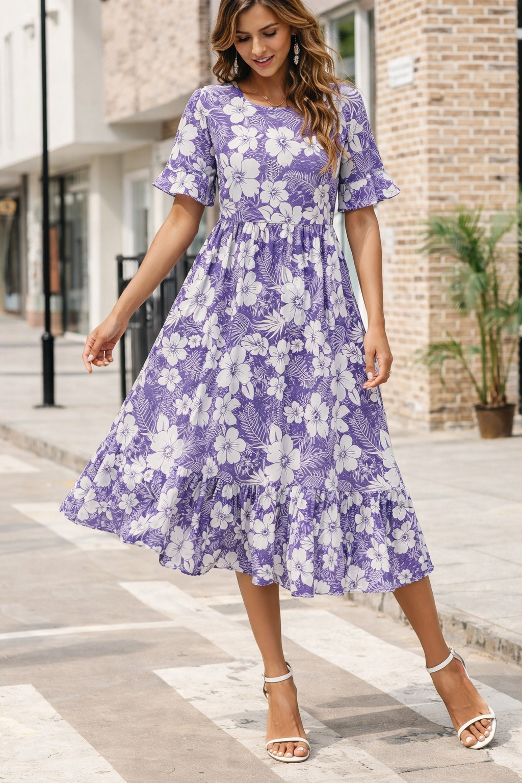 Robe d'été midi fleurie Amélie Morin