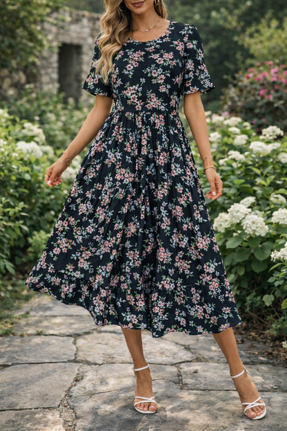 Robe d'été midi fleurie Amélie Morin