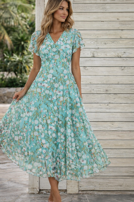 Robe à poches évasées fleurie par Amélie Morin