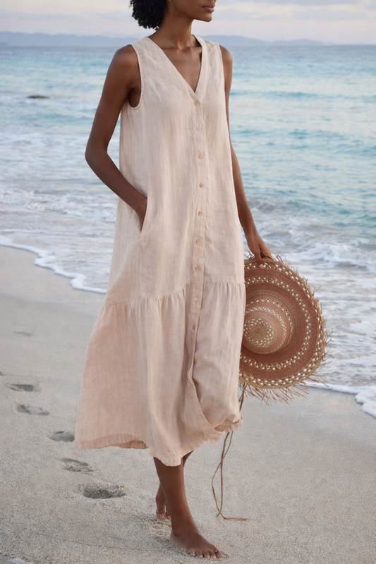 Robe longue à bretelles en coton Amelie Morin, inspirée de Pinterest