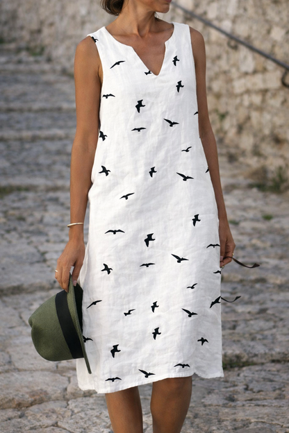 Robe d'été chic à imprimé oiseaux signée Amélie Morin