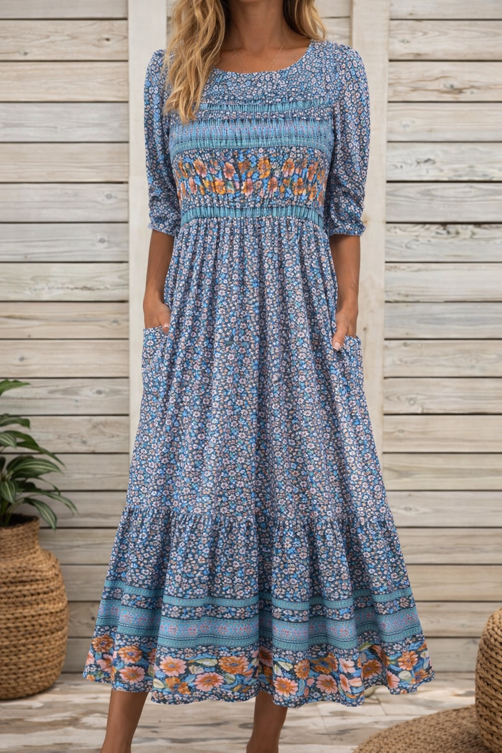 Robe longue bohème fleurie par Amélie Morin