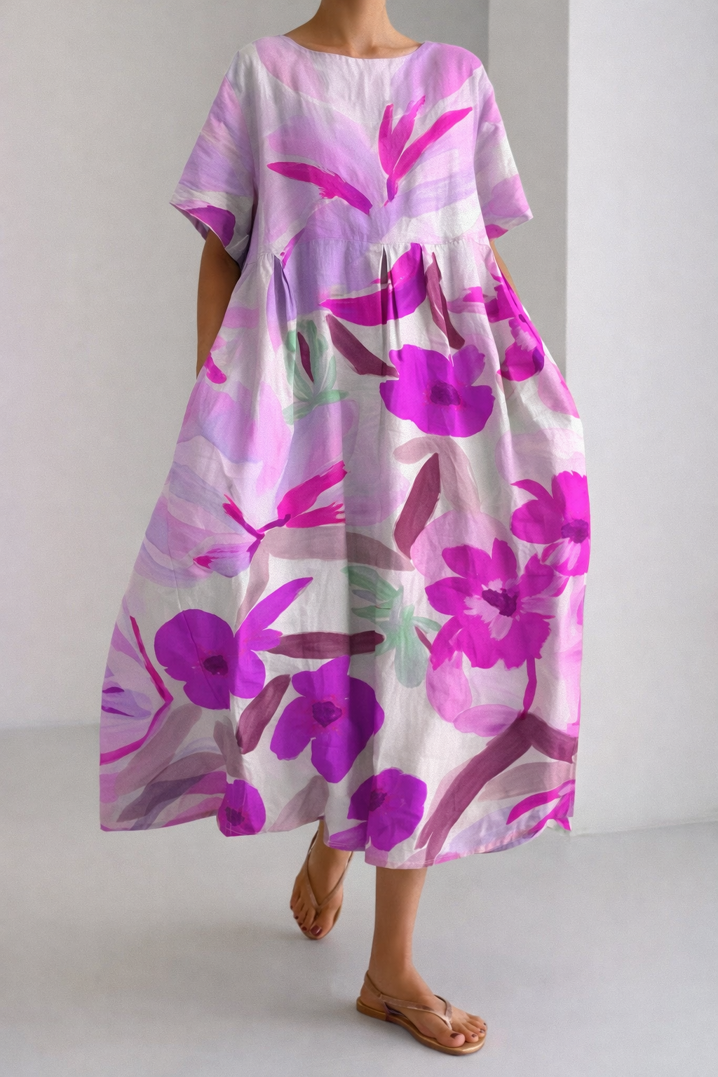 Robe midi d'été Amelie Morin à imprimé floral artistique