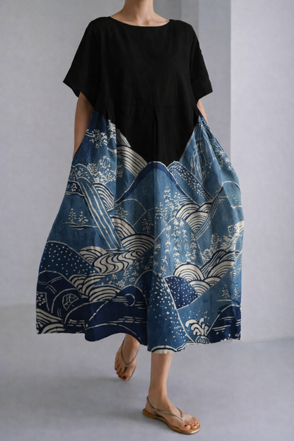 Robe midi d'été Amelie Morin à imprimé floral artistique