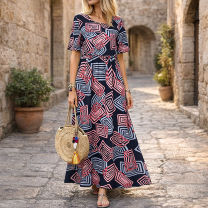 Robe longue d'été géométrique par Amélie Morin