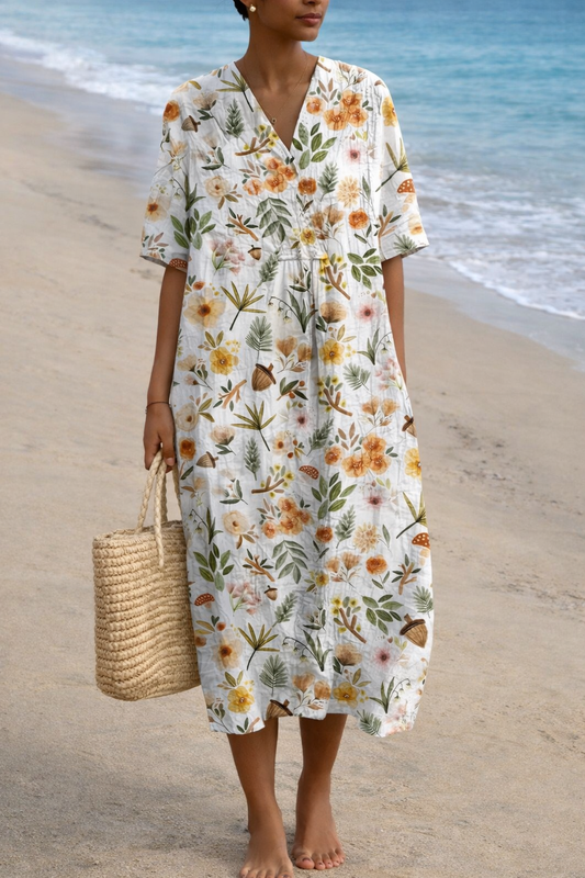 Robe d'été bohème fleurie Amelie Morin à col en V