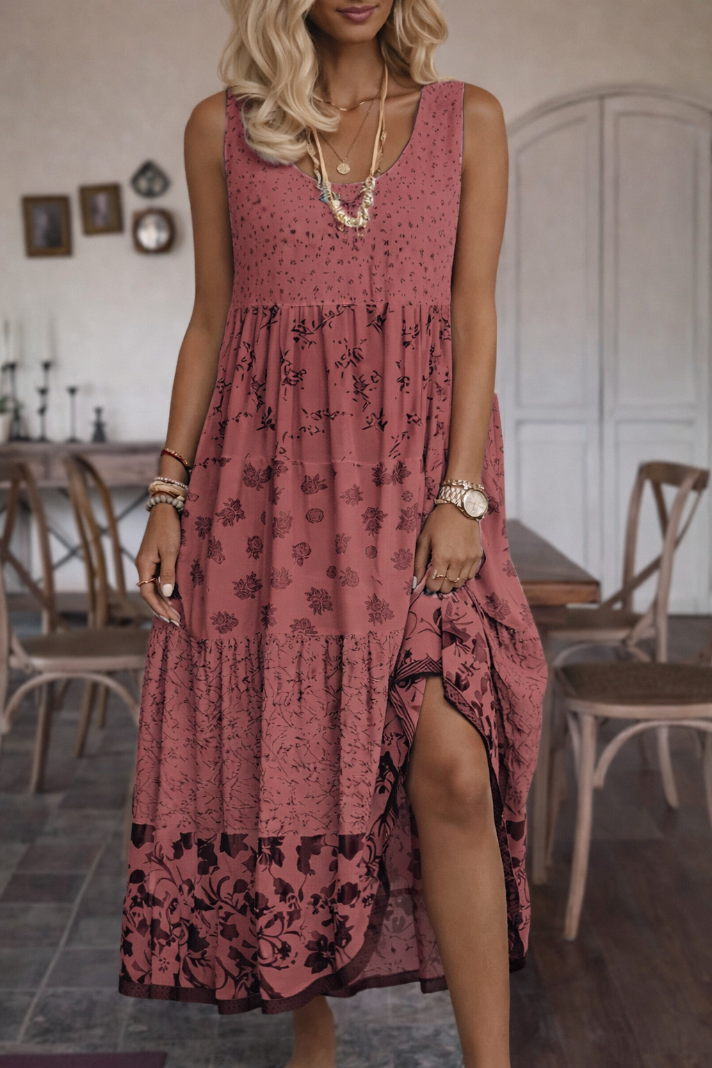 Robe sans manches à imprimé bohème par Amélie Morin