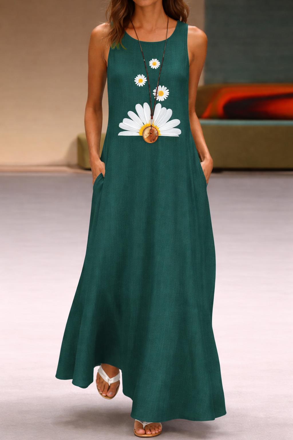 Robe à poches imprimée à fleurs style Amélie Morin
