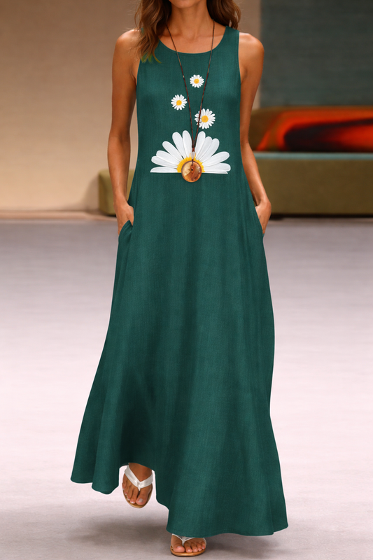 Robe à poches imprimée à fleurs style Amélie Morin