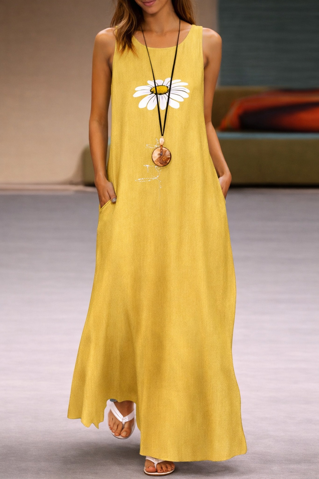 Robe à poches imprimée à fleurs style Amélie Morin