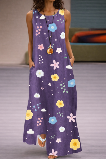 Robe à poches imprimée à fleurs style Amélie Morin