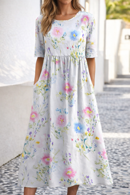 Robe d'été à imprimé floral Amelie Morin à col en V
