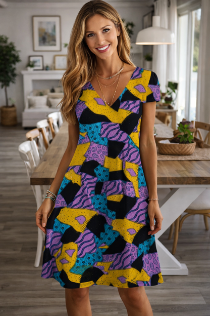 Robe d'été vibrante à col en V signée Amélie Morin