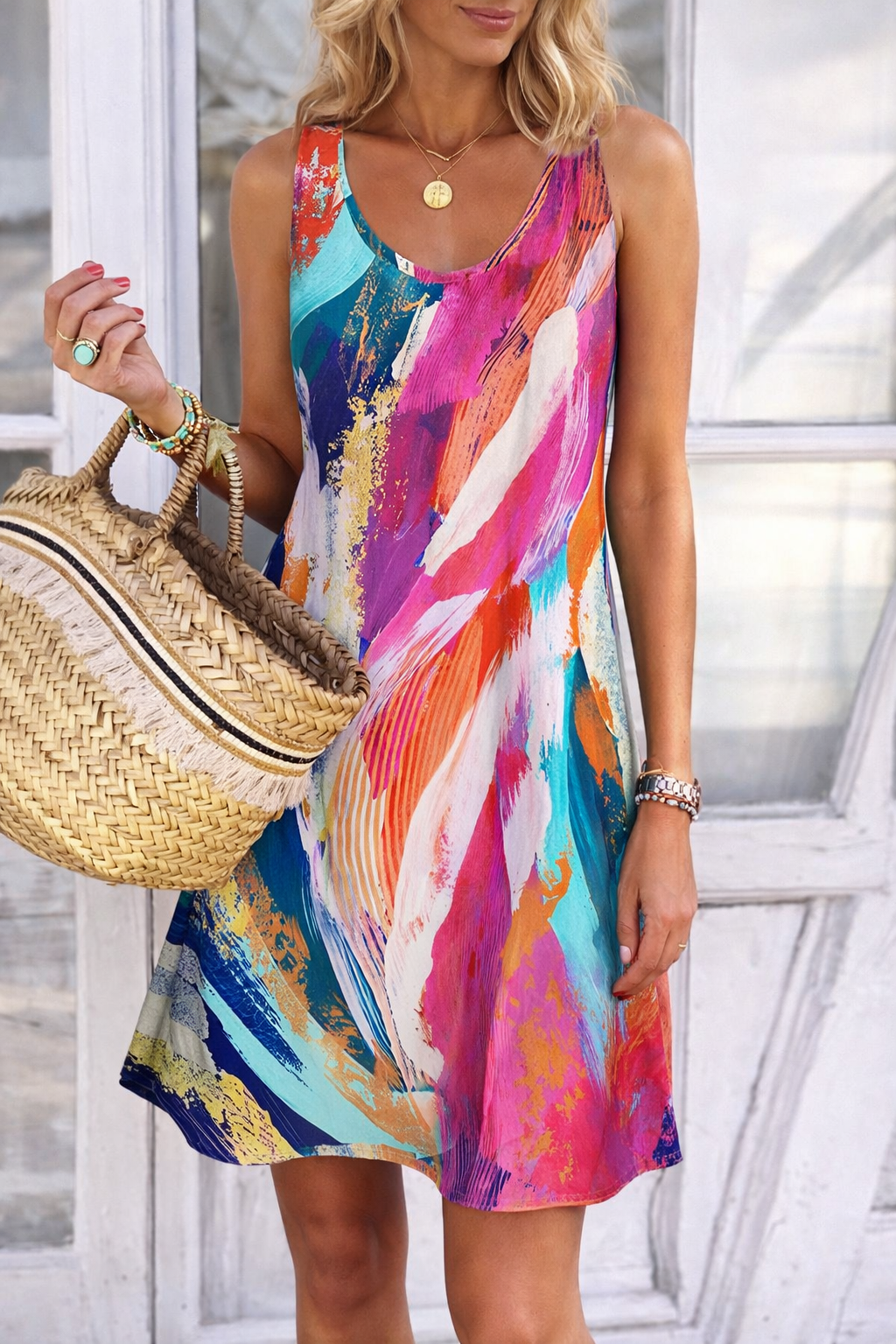 Robe d'été sans manches Amélie Morin à motif graffiti vibrant
