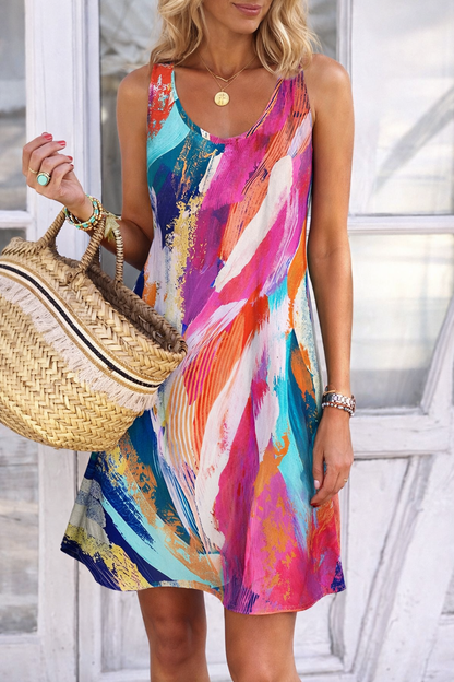 Robe d'été sans manches Amélie Morin à motif graffiti vibrant