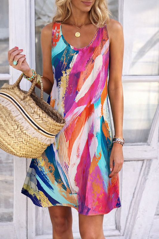Robe d'été sans manches Amélie Morin à motif graffiti vibrant