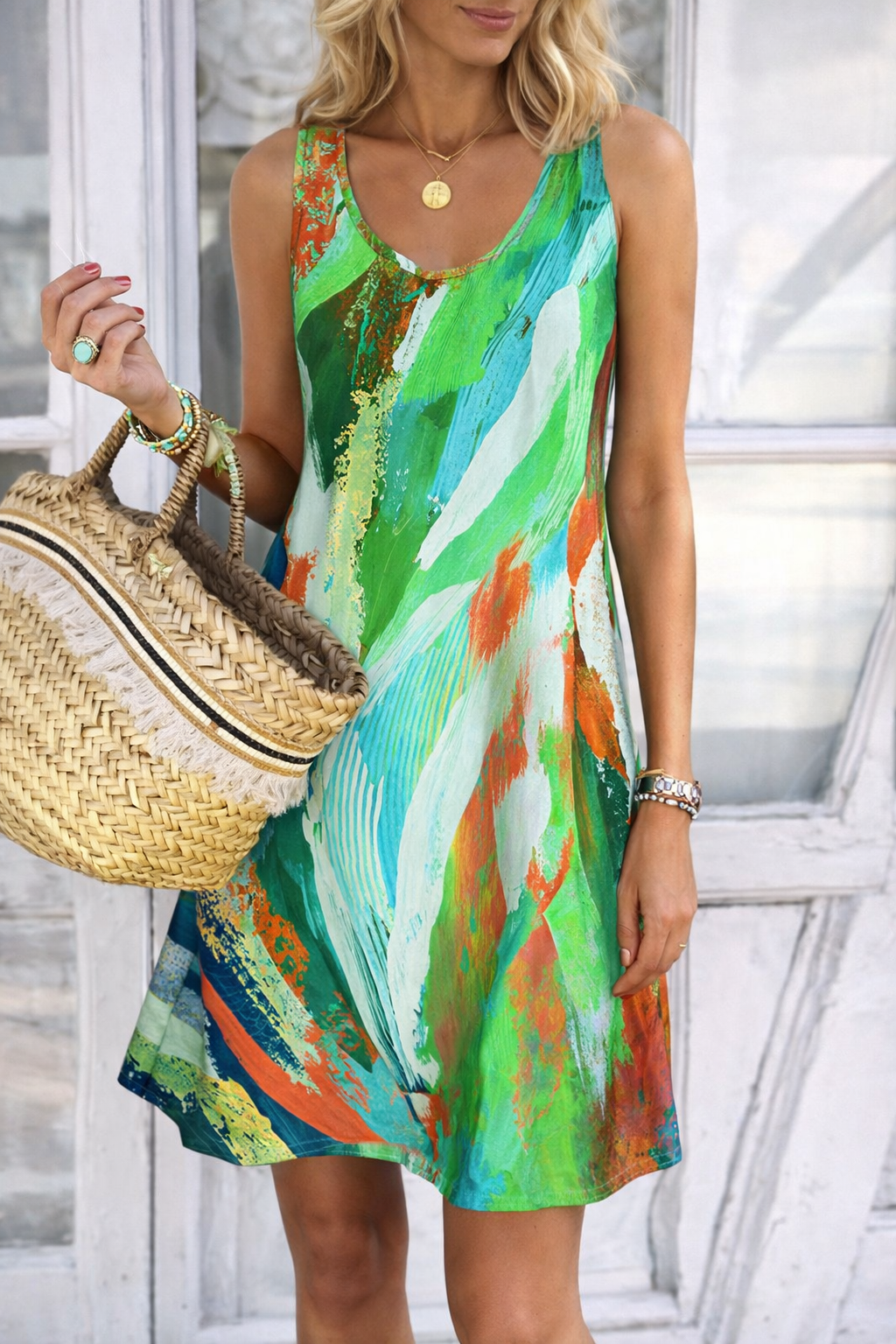 Robe d'été sans manches Amélie Morin à motif graffiti vibrant
