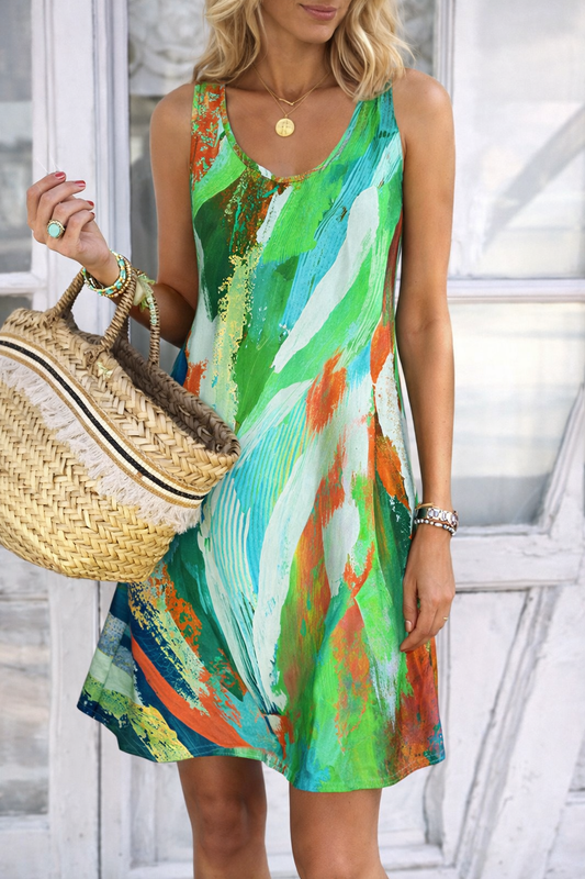 Robe d'été sans manches Amélie Morin à motif graffiti vibrant