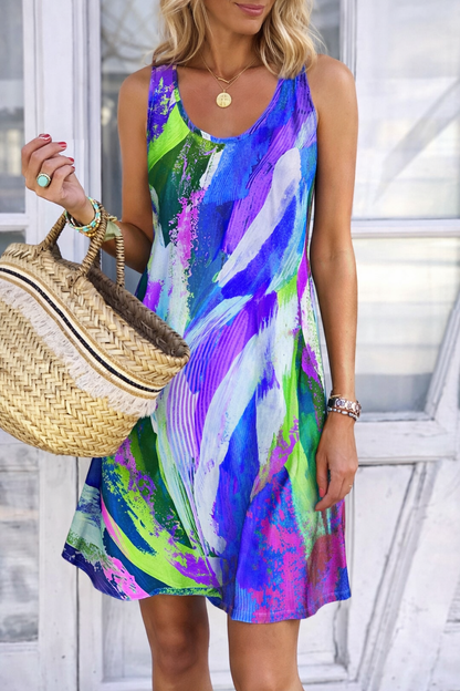 Robe d'été sans manches Amélie Morin à motif graffiti vibrant