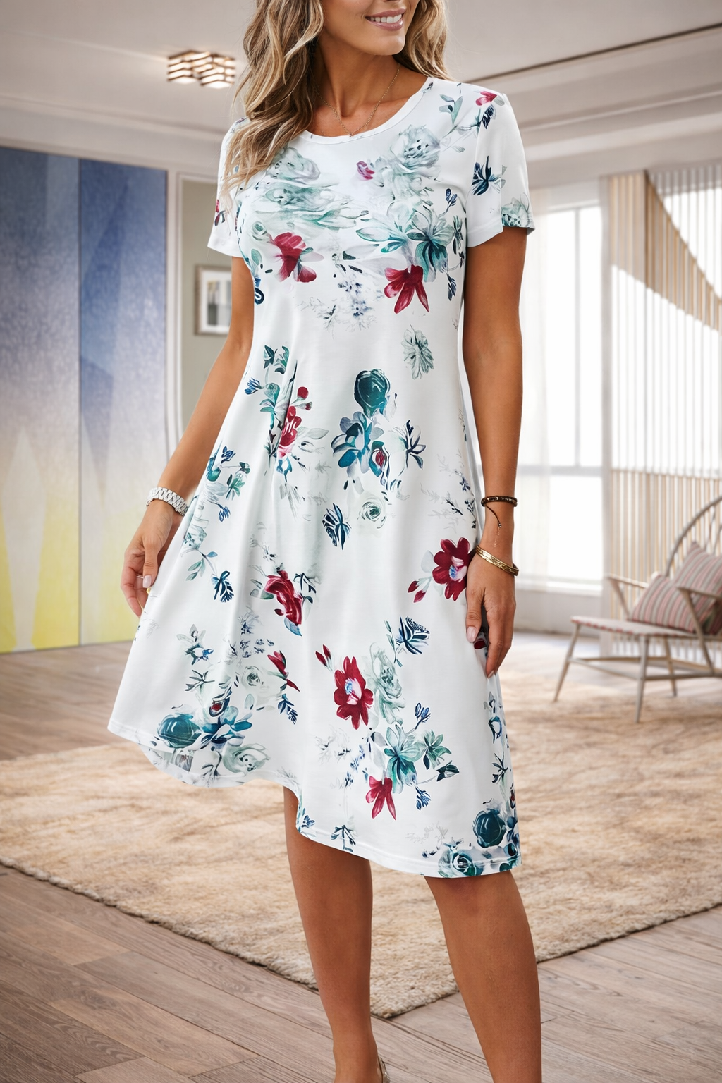 Robe trapèze d'été à imprimé floral Amélie Morin