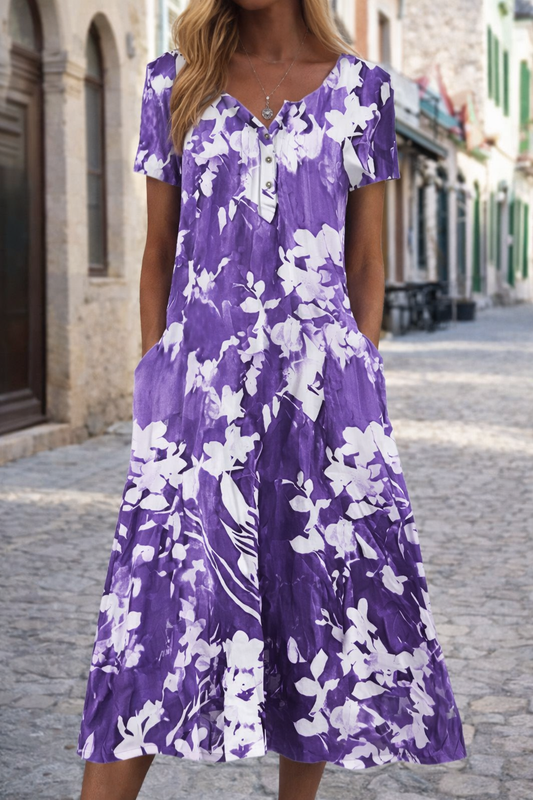 Robe imprimée 3D artistique d'Amélie Morin, manches courtes