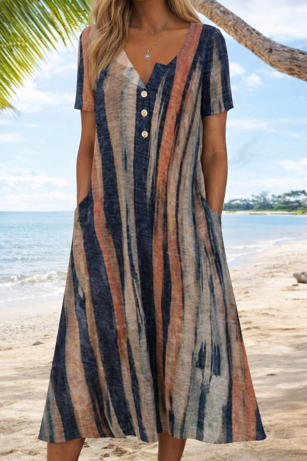 Robe imprimée 3D artistique d'Amélie Morin, manches courtes