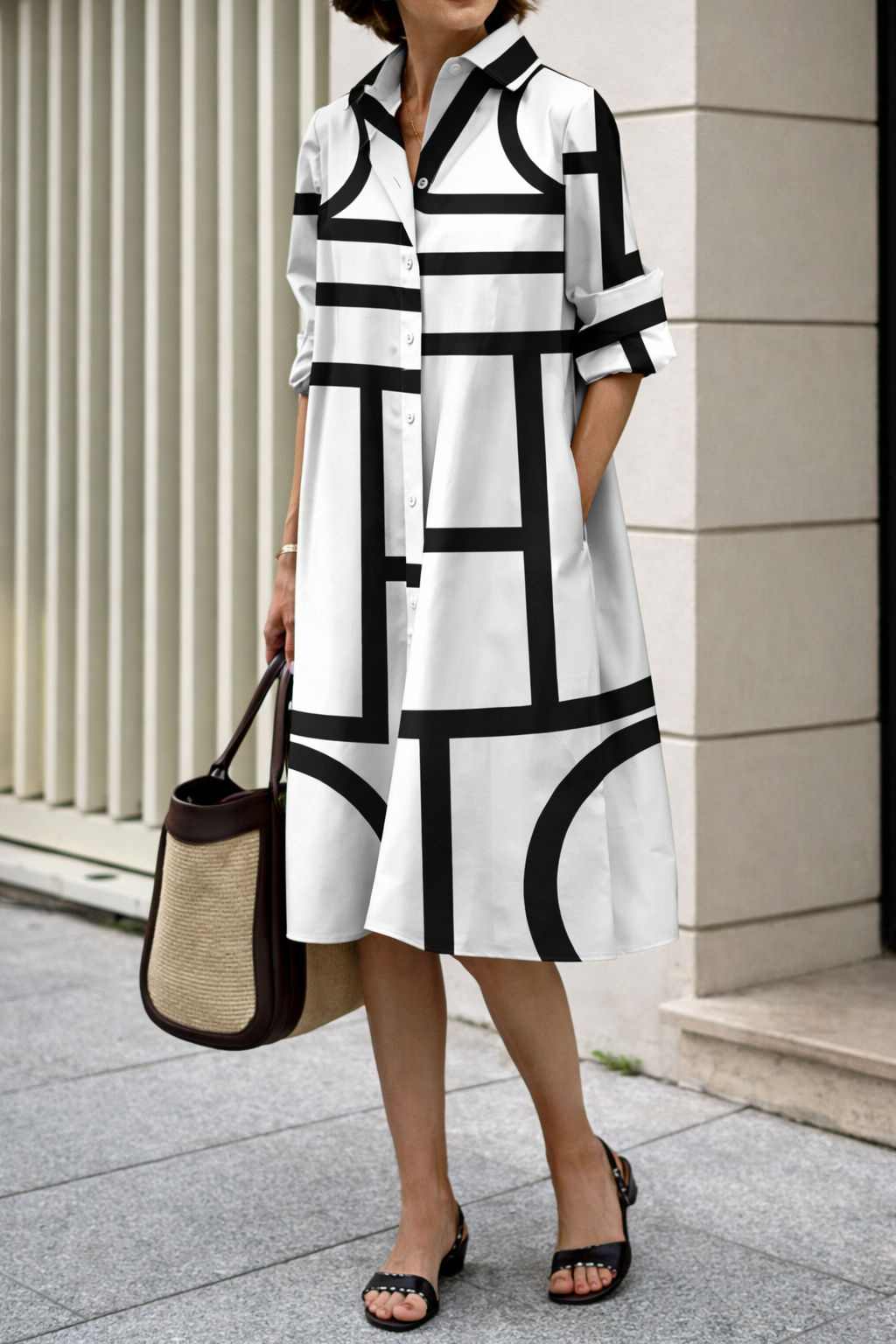 Robe-chemise géométrique moderne Amélie Morin