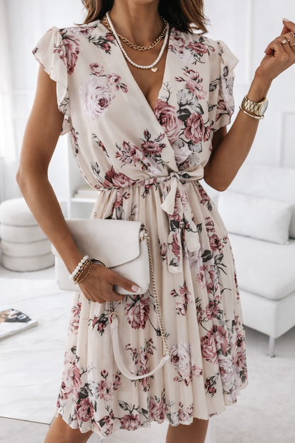 Robe midi plissée à fleurs par Amélie Morin