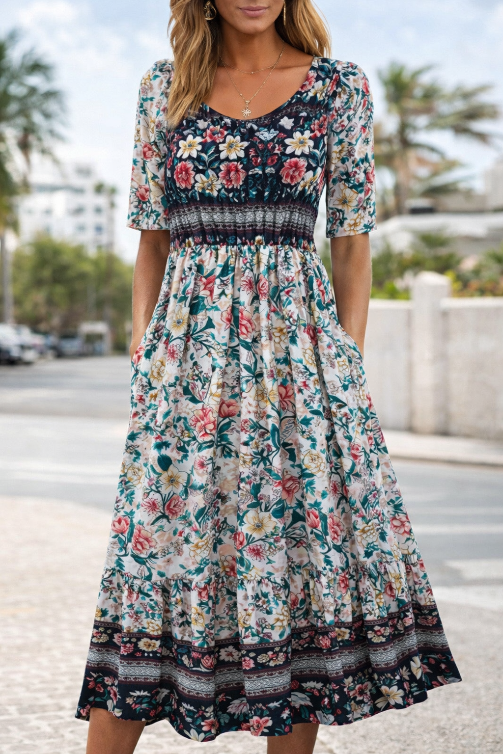 Robe longue bohème à fleurs signée Amélie Morin