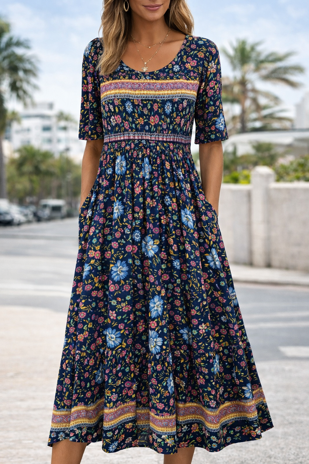 Robe longue bohème à fleurs signée Amélie Morin