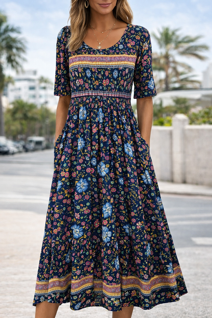 Robe longue bohème à fleurs signée Amélie Morin