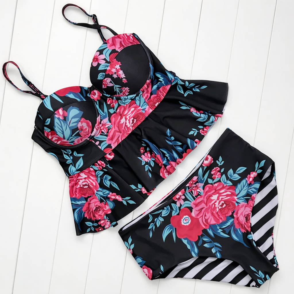 Bikini taille haute fleuri Amelie Morin