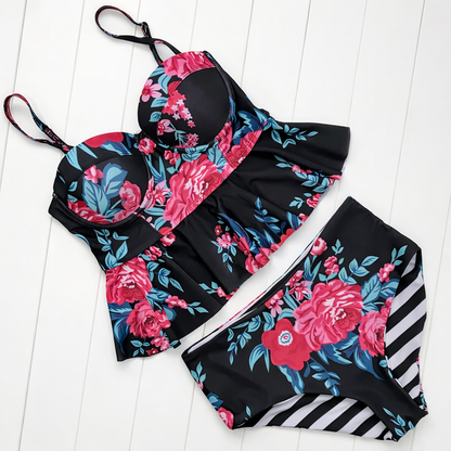 Bikini taille haute fleuri Amelie Morin