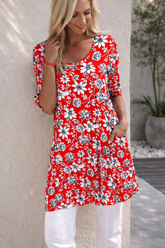 Robe à poches imprimée à fleurs par Amélie Morin
